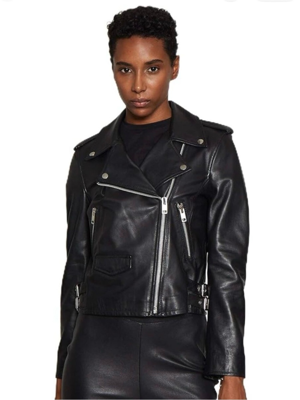 Walter Baker Liz Black Lamb Leather Moto Jacket S